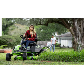 Садовый минирайдер аккумуляторный Greenworks GC82LT107 с 6 АКБ 5 А/ч и ЗУ двойное 3 шт